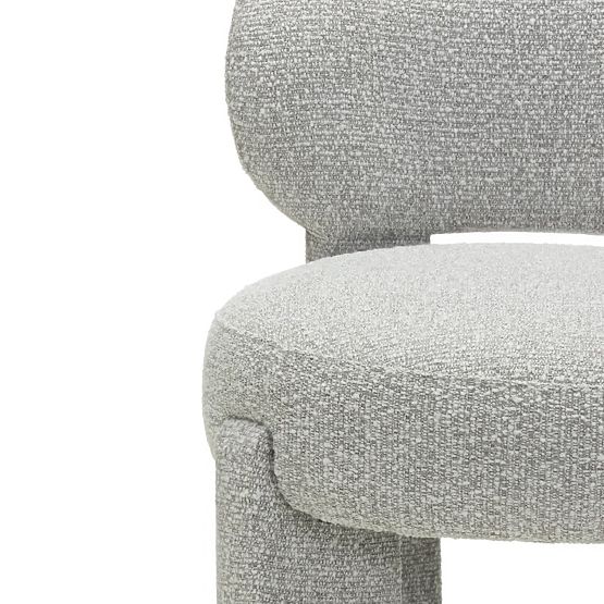 Sedia imbottita Falone grigia, boucle, forme arrotondate