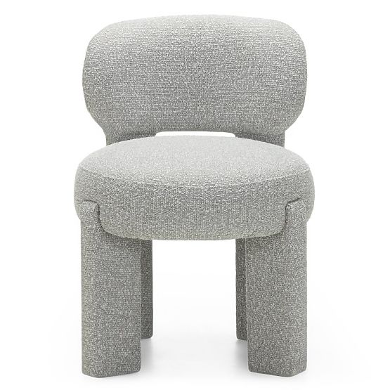 Sedia imbottita Falone grigia, boucle, forme arrotondate