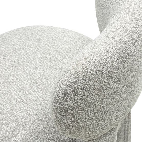 Sedia imbottita Falone grigia, boucle, forme arrotondate