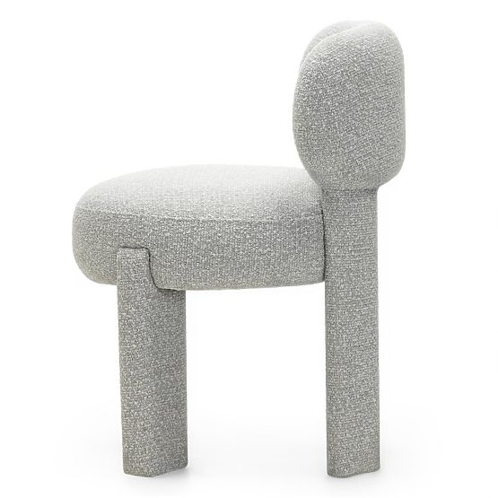 Sedia imbottita Falone grigia, boucle, forme arrotondate