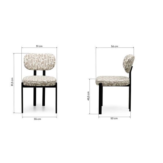 Sedia imbottita Flare, beige-crema/gambe nere
