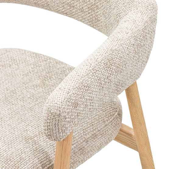 Sedia imbottita Giovani, beige/legno di quercia, arrotondata