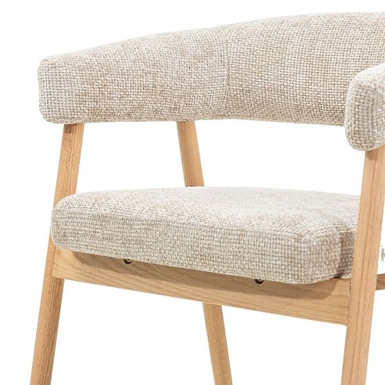 Sedia imbottita Giovani, beige/legno di quercia, arrotondata