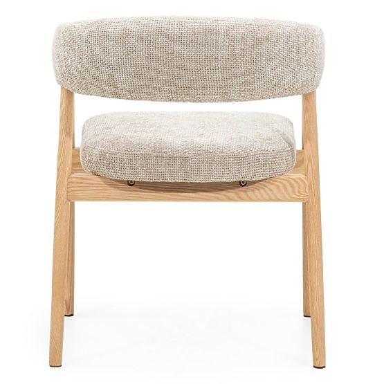 Sedia imbottita Giovani, beige/legno di quercia, arrotondata