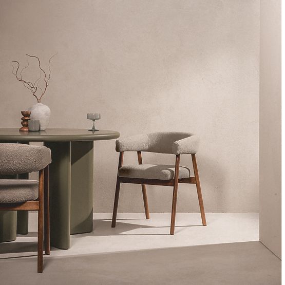 Sedia imbottita Giovani, marrone chiaro/legno di quercia, arrotondata