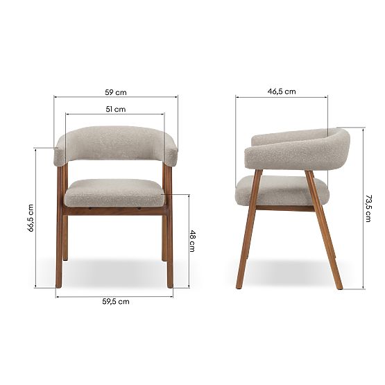 Sedia imbottita Giovani, marrone chiaro/legno di quercia, arrotondata