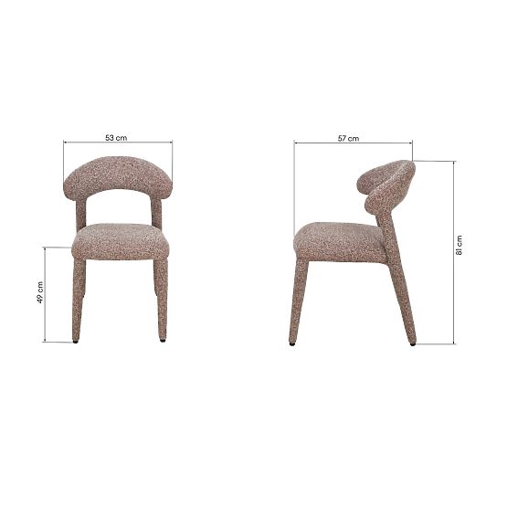 Sedia imbottita Hiroki, mélange beige-bordeaux