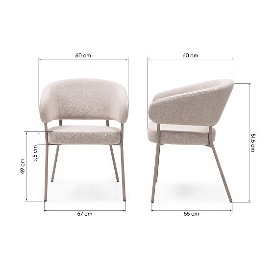 Sedia imbottita Lamu beige, bouclé