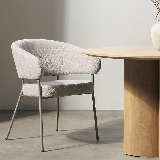 Sedia imbottita Lamu beige, bouclé