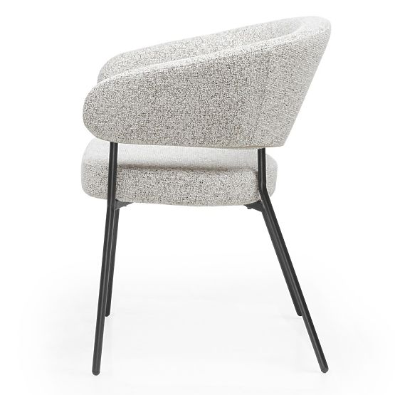 Sedia imbottita Lamu, mélange beige/gambe nere