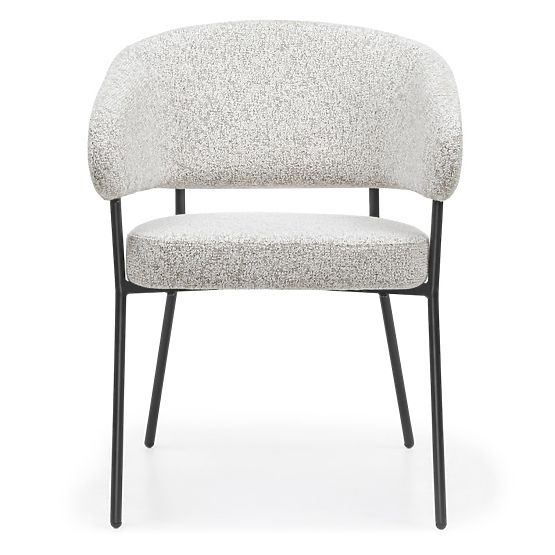 Sedia imbottita Lamu, mélange beige/gambe nere
