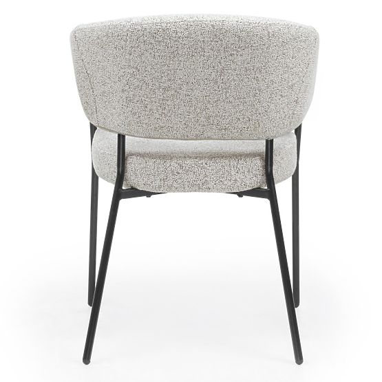 Sedia imbottita Lamu, mélange beige/gambe nere