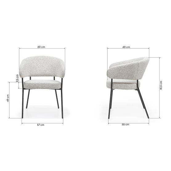 Sedia imbottita Lamu, mélange beige/gambe nere