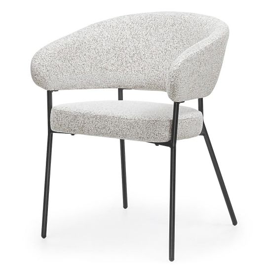 Sedia imbottita Lamu, mélange beige/gambe nere