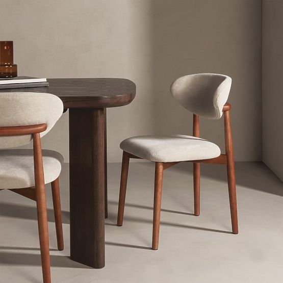 Sedia imbottita Merano beige/noce chiaro