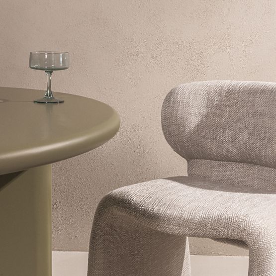 Sedia imbottita Nabila, beige-grigio