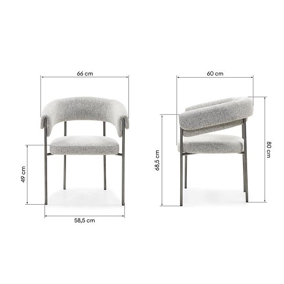 Sedia imbottita Portia grigia