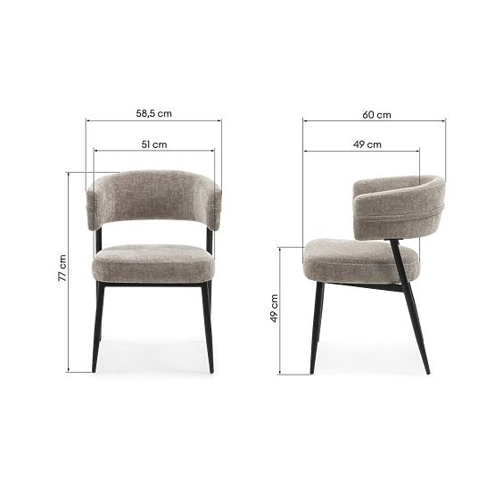 Sedia imbottita Rosario beige/gambe nere