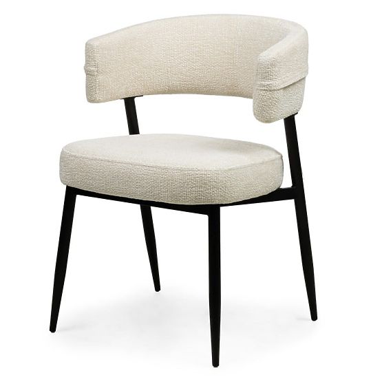 Sedia imbottita Rosario crema/gambe nere