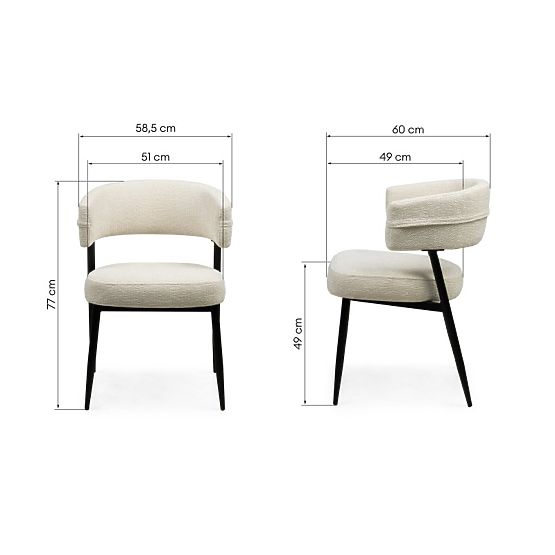 Sedia imbottita Rosario crema/gambe nere