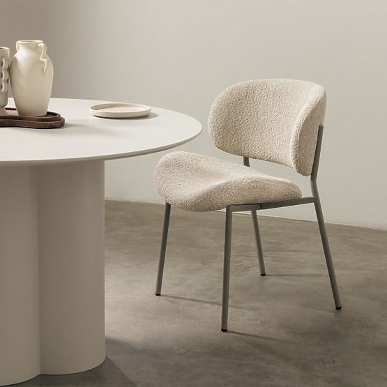 Sedia imbottita Safira beige, boucle