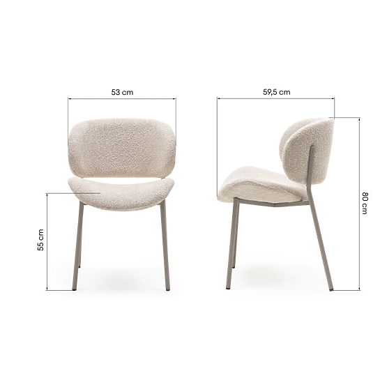 Sedia imbottita Safira beige, boucle