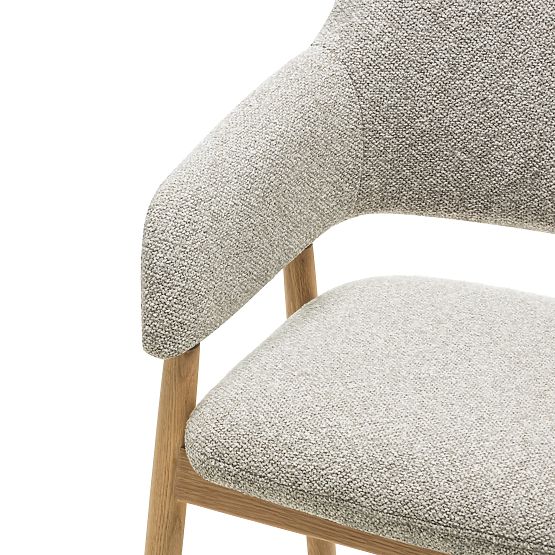 Sedia imbottita Sanremo grigio chiaro, bouclé/rovere