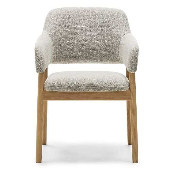 Sedia imbottita Sanremo grigio chiaro, bouclé/rovere