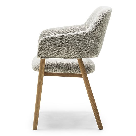 Sedia imbottita Sanremo grigio chiaro, bouclé/rovere