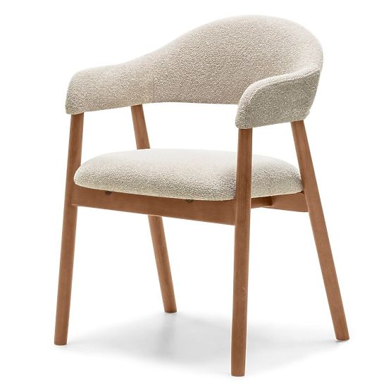 Sedia imbottita Sorrento, beige, bouclé/noce chiaro