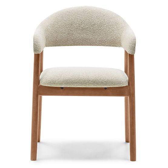 Sedia imbottita Sorrento, beige, bouclé/noce chiaro