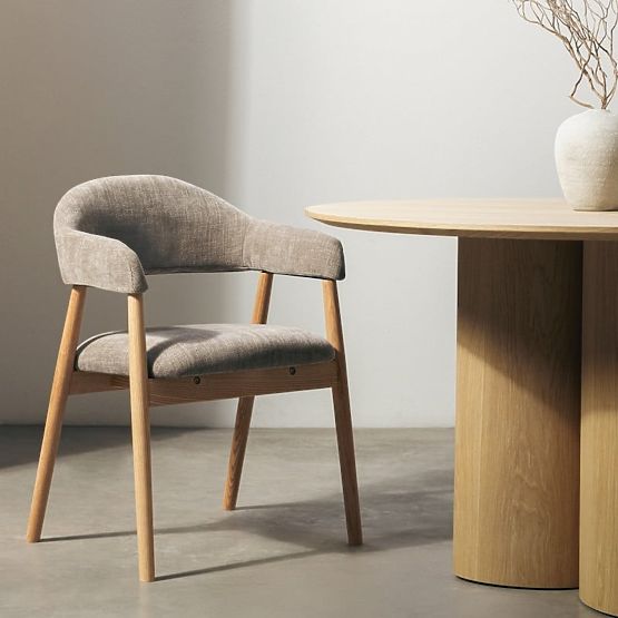 Sedia imbottita Sorrento, beige scuro, rovere