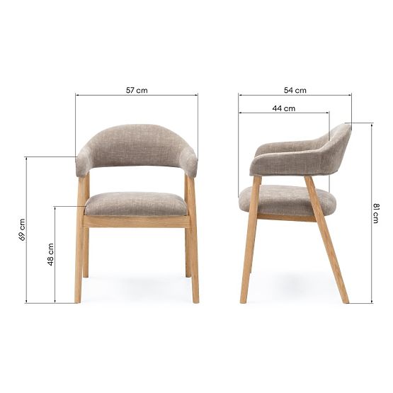 Sedia imbottita Sorrento, beige scuro, rovere