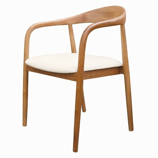 Sedia in legno Ludvika 2.0, arrotondata, naturale/crema