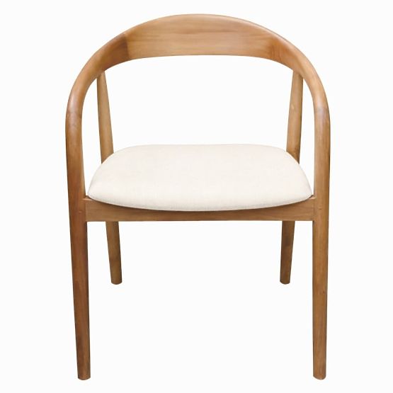 Sedia in legno Ludvika 2.0, arrotondata, naturale/crema