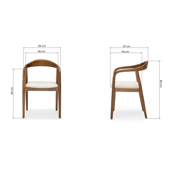 Sedia in legno Ludvika 2.0, arrotondata, naturale/crema