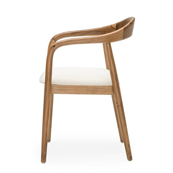 Sedia in legno Ludvika 2.0, arrotondata, naturale/crema