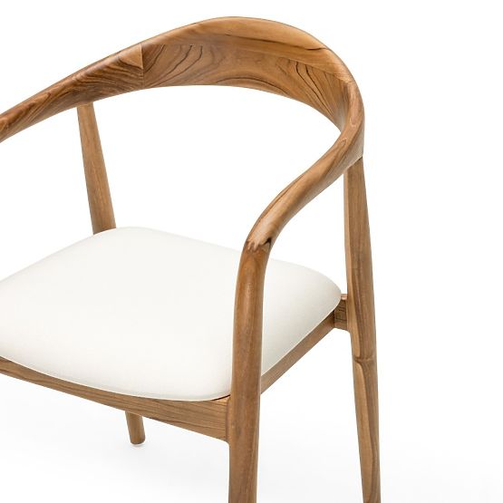 Sedia in legno Ludvika 2.0, arrotondata, naturale/crema