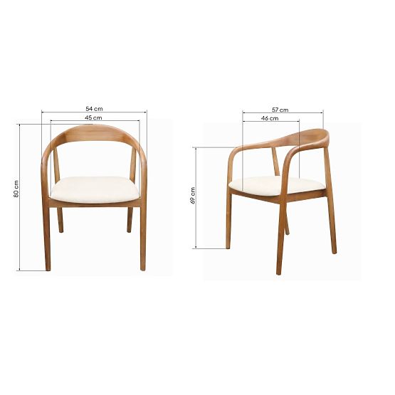 Sedia in legno Ludvika 2.0, arrotondata, naturale/crema