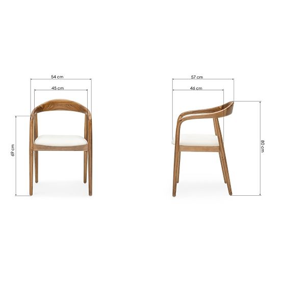Sedia in legno Ludvika 2.0, arrotondata, naturale/crema