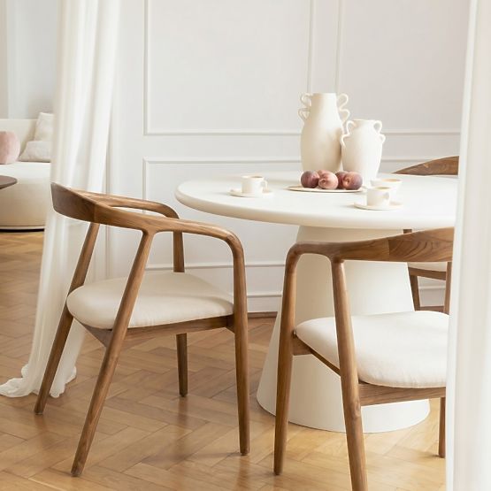 Sedia in legno Ludvika 2.0, arrotondata, naturale/crema