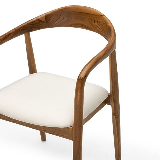 Sedia in legno Ludvika 2.0, arrotondata, naturale/crema