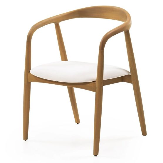 Sedia in legno Ludvika, arrotondata, naturale/crema