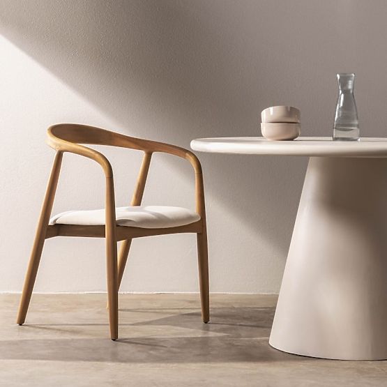 Sedia in legno Ludvika, arrotondata, naturale/crema