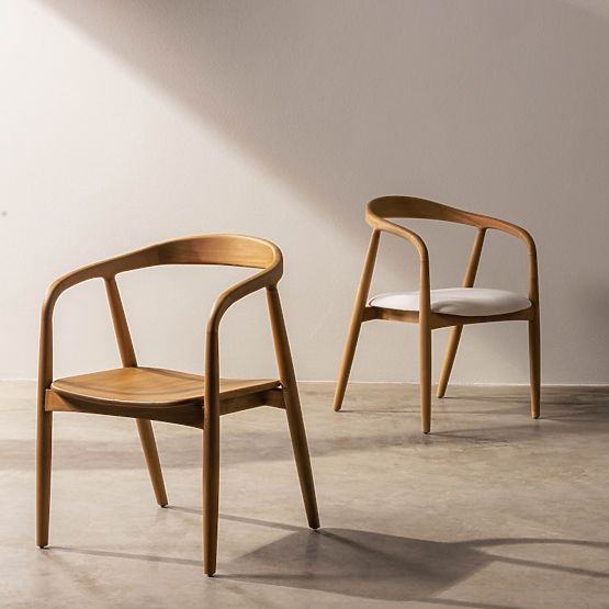 Sedia in legno Ludvika, arrotondata, naturale/crema