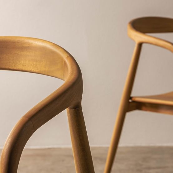 Sedia in legno Ludvika, arrotondata, naturale/crema