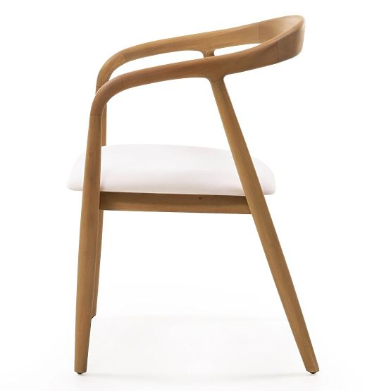 Sedia in legno Ludvika, arrotondata, naturale/crema