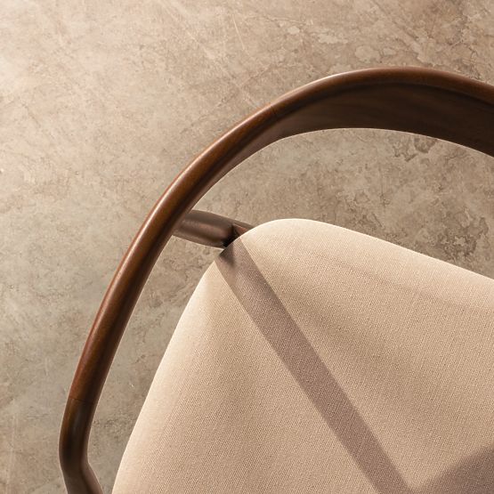 Sedia in legno Ludvika, arrotondata, noce/beige