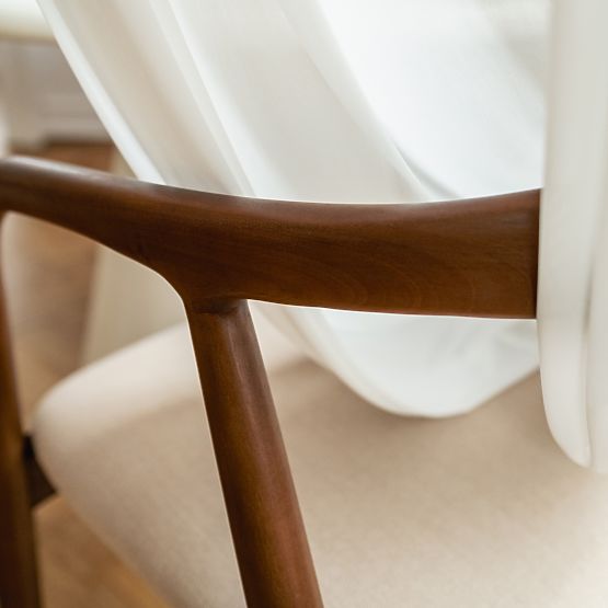 Sedia in legno Ludvika, arrotondata, noce/beige