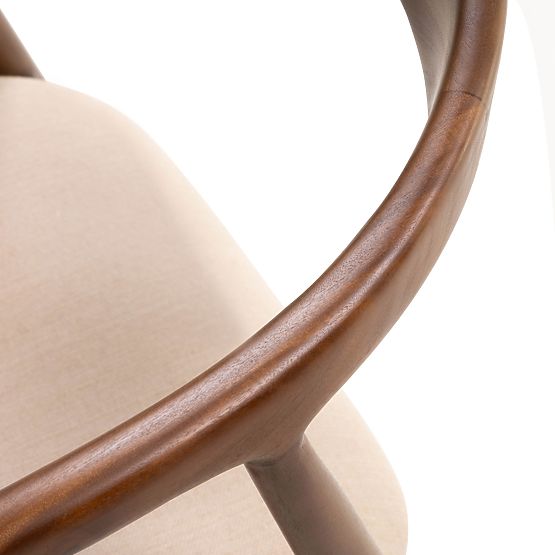 Sedia in legno Ludvika, arrotondata, noce/beige